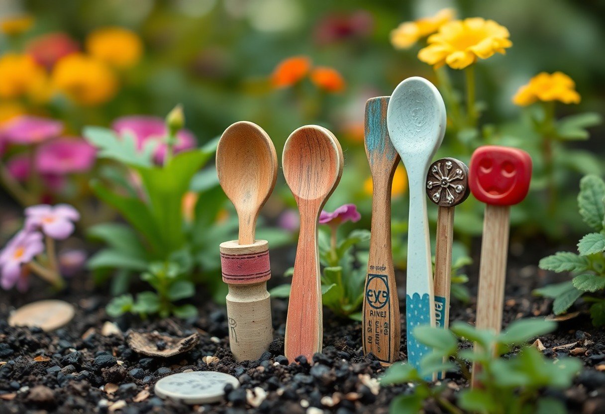 using repurposed materials for creative plant markers