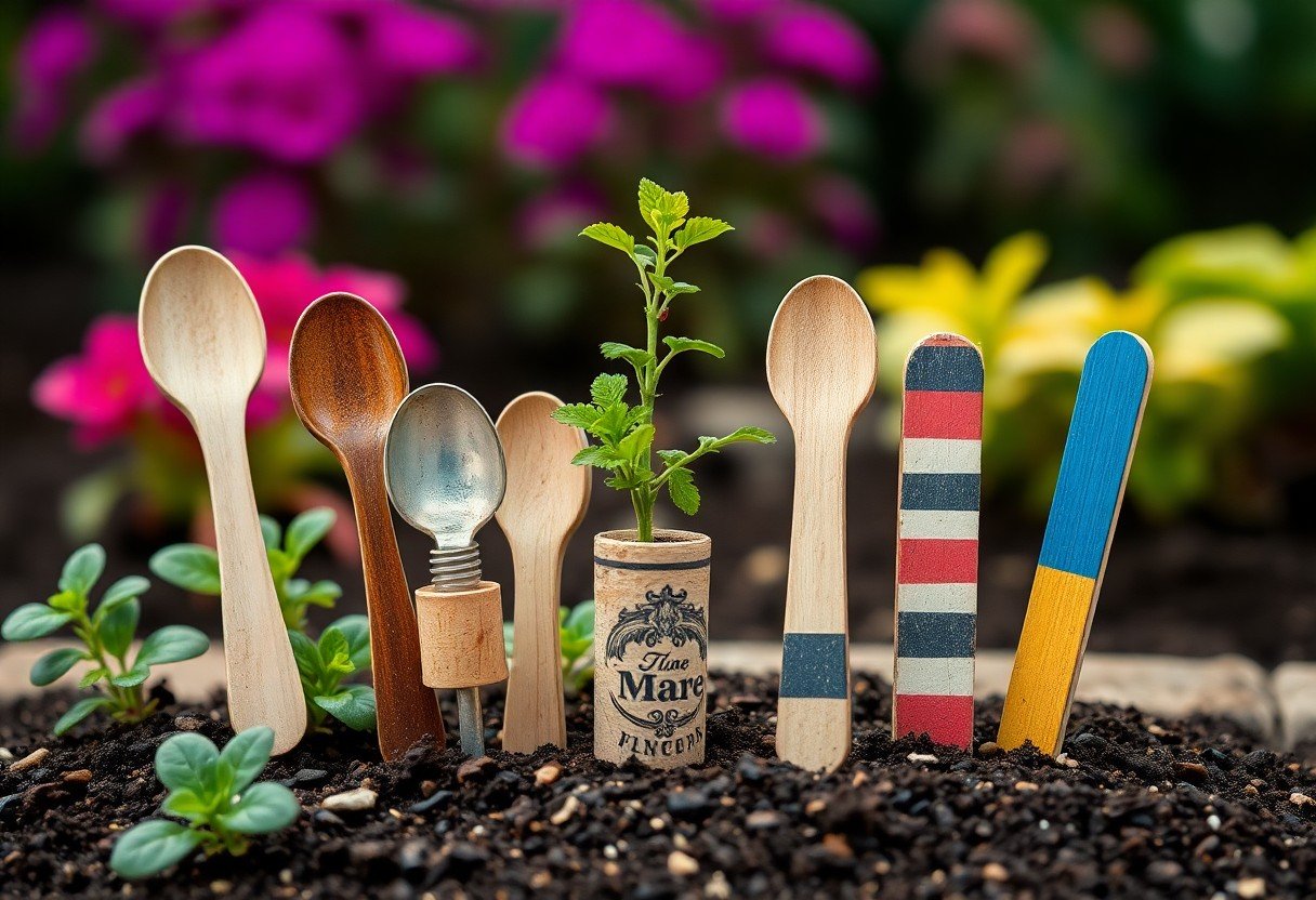 using repurposed materials for creative plant markers eyu